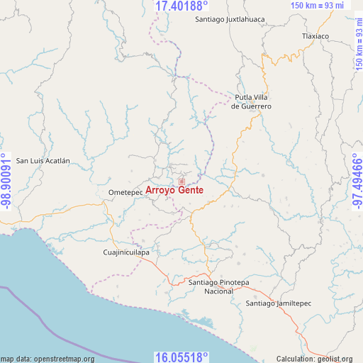 Arroyo Gente on map