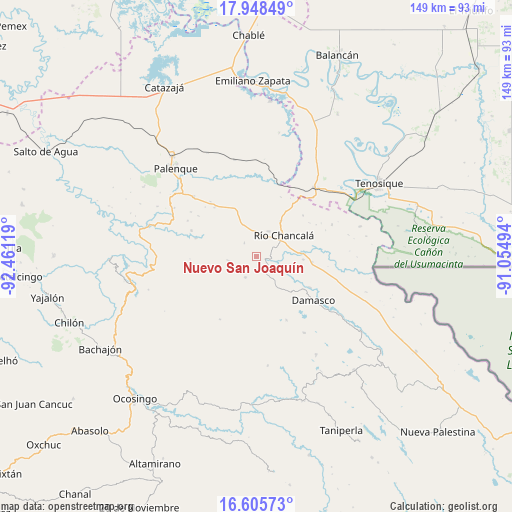 Nuevo San Joaquín on map