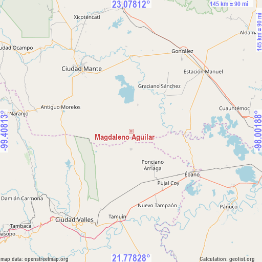 Magdaleno Aguilar on map