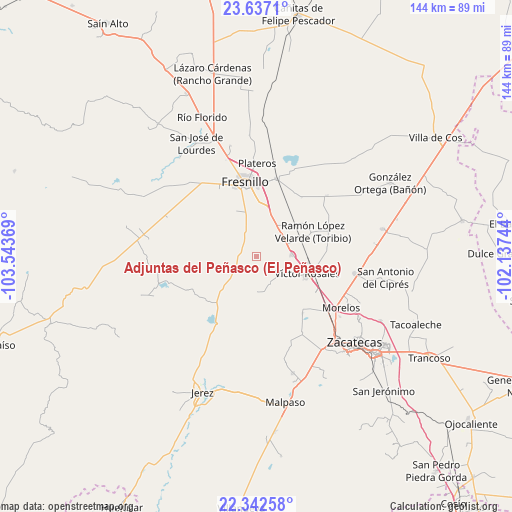 Adjuntas del Peñasco (El Peñasco) on map