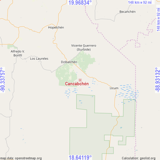 Cancabchén on map