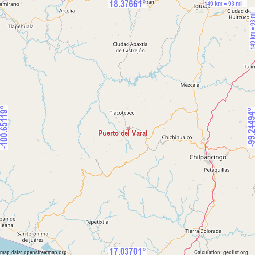 Puerto del Varal on map