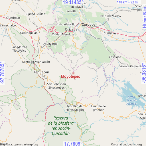 Moyotepec on map