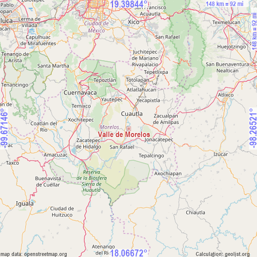 Valle de Morelos on map