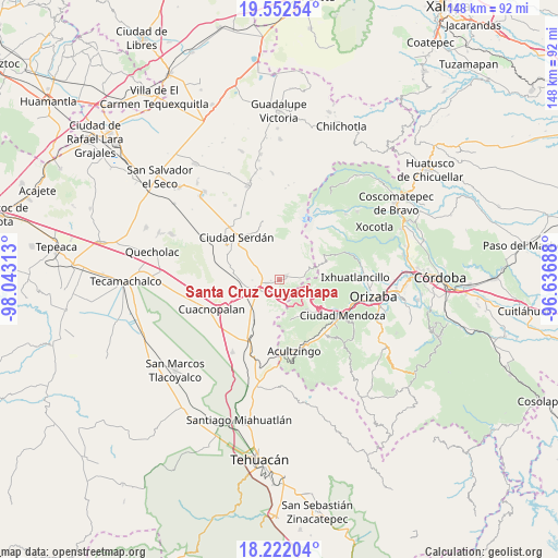 Santa Cruz Cuyachapa on map