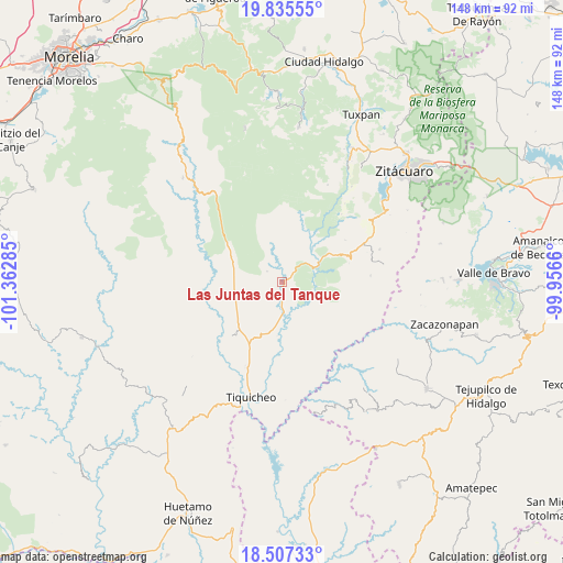 Las Juntas del Tanque on map