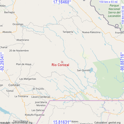 Río Corozal on map