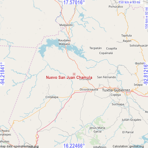 Nuevo San Juan Chamula on map