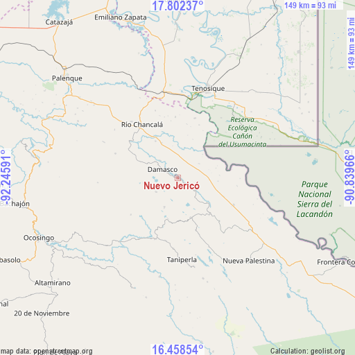 Nuevo Jericó on map