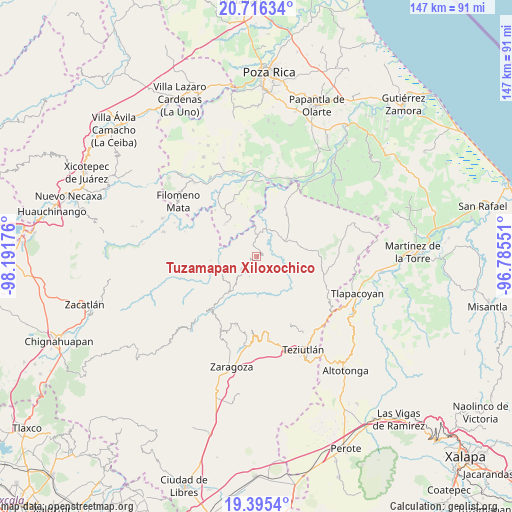 Tuzamapan Xiloxochico on map