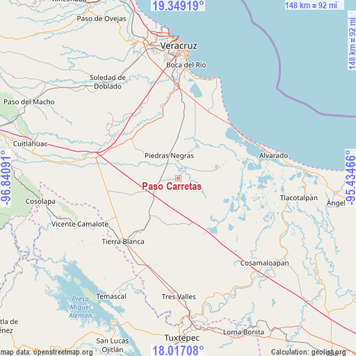 Paso Carretas on map