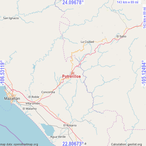 Potrerillos on map