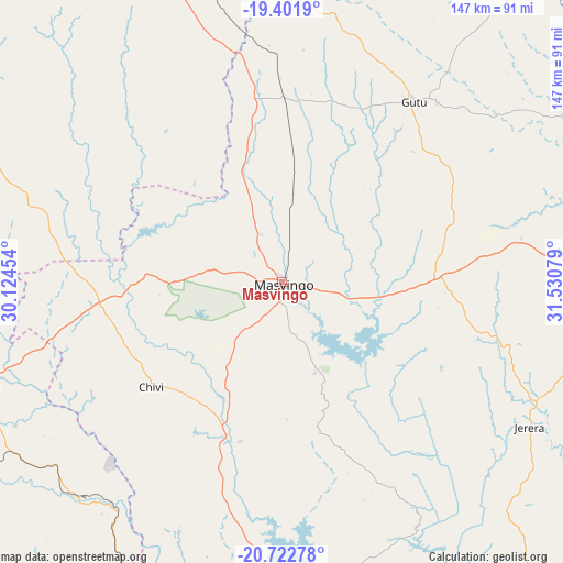 Masvingo on map