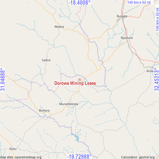 Dorowa Mining Lease on map