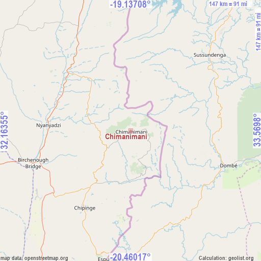 Chimanimani on map
