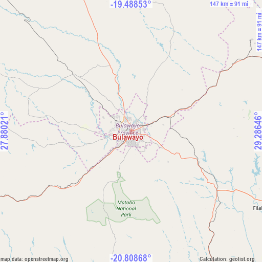 Bulawayo on map