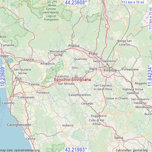 Spicchio-Sovigliana on map