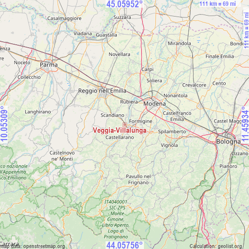 Veggia-Villalunga on map
