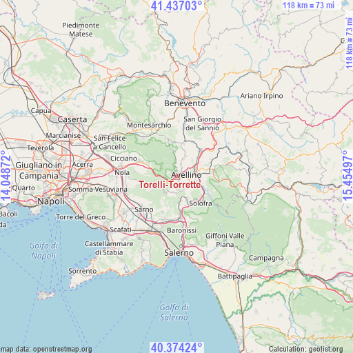 Torelli-Torrette on map