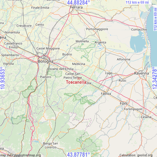 Toscanella on map