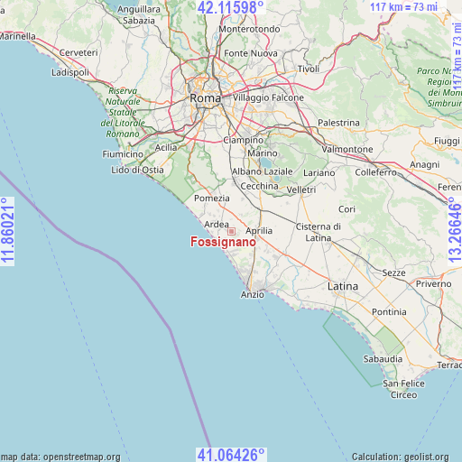 Fossignano on map