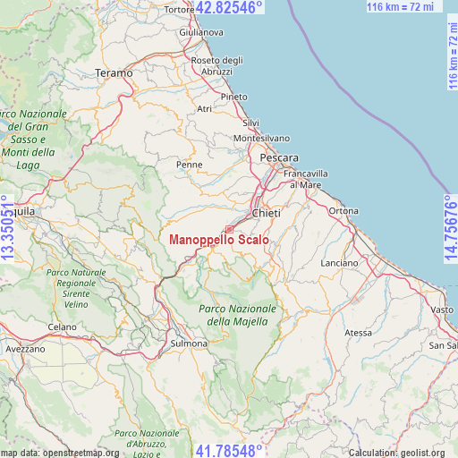 Manoppello Scalo on map