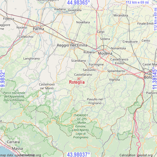 Roteglia on map