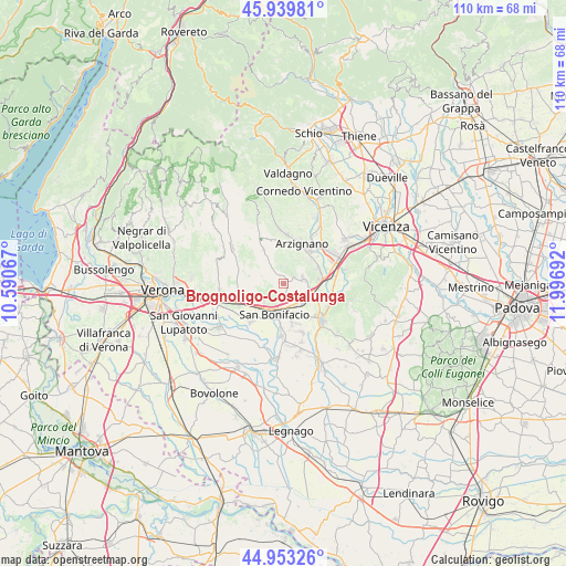 Brognoligo-Costalunga on map