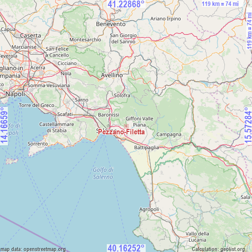Pezzano-Filetta on map