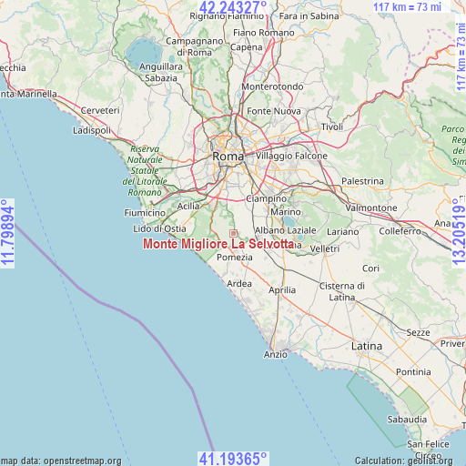Monte Migliore La Selvotta on map