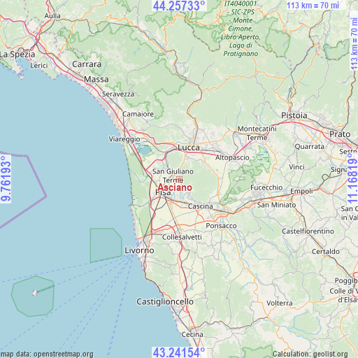 Asciano on map