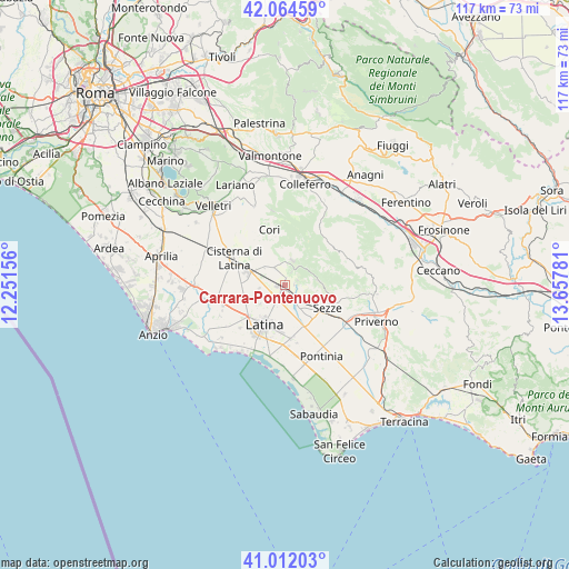 Carrara-Pontenuovo on map