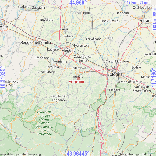 Formica on map