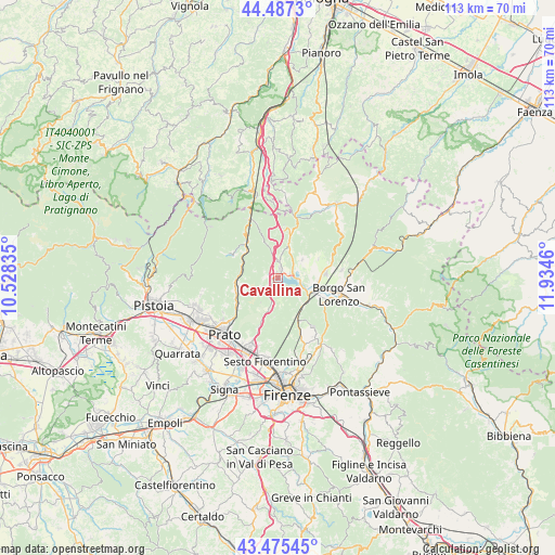 Cavallina on map