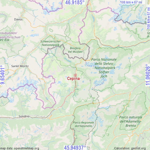 Cepina on map