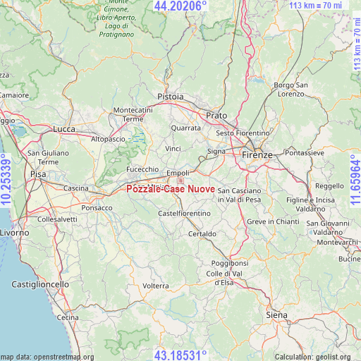 Pozzale-Case Nuove on map