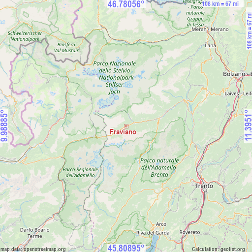 Fraviano on map