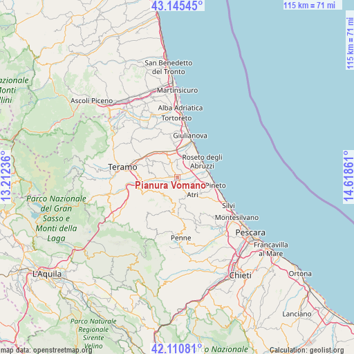 Pianura Vomano on map