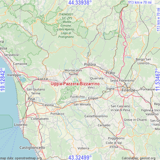 Uggia-Pazzera-Bizzarrino on map