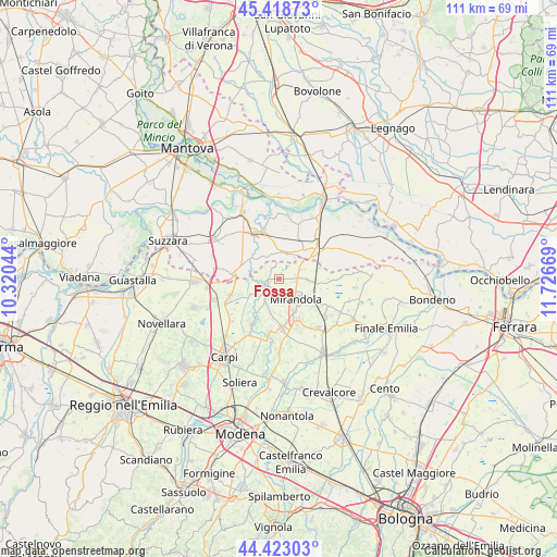 Fossa on map