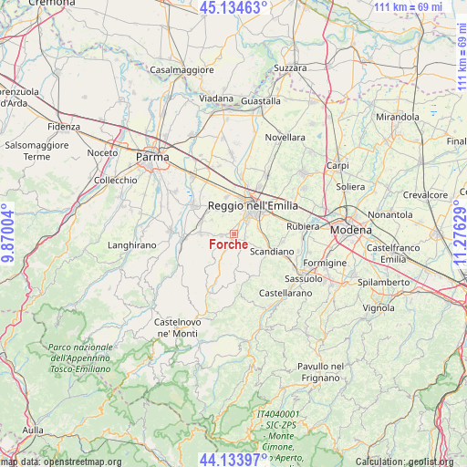 Forche on map