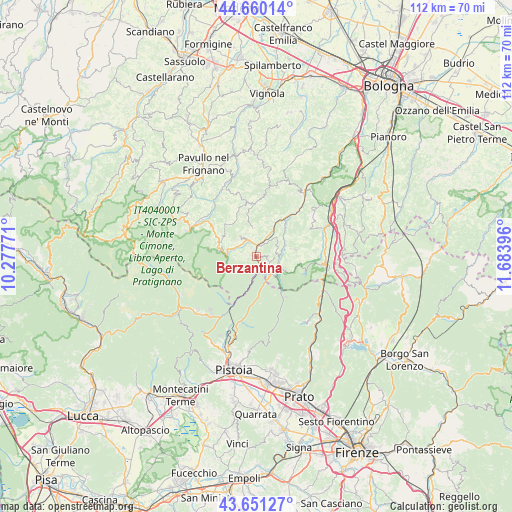 Berzantina on map