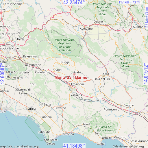 Monte San Marino on map