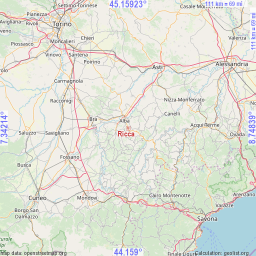 Ricca on map