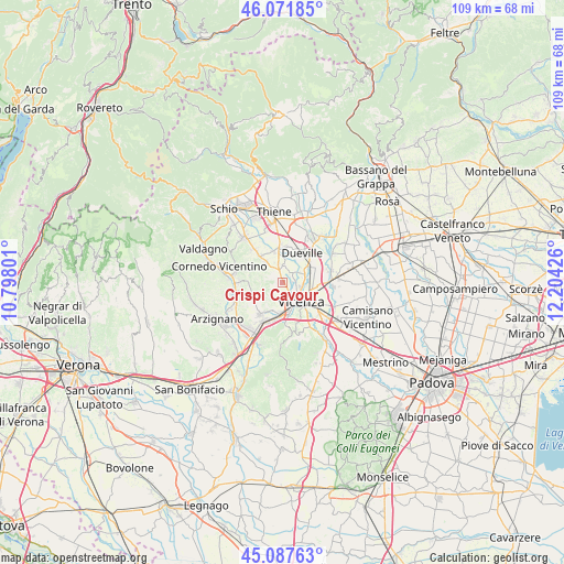 Crispi Cavour on map