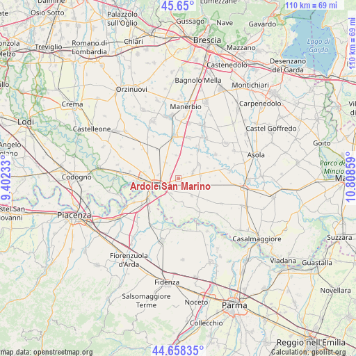 Ardole San Marino on map