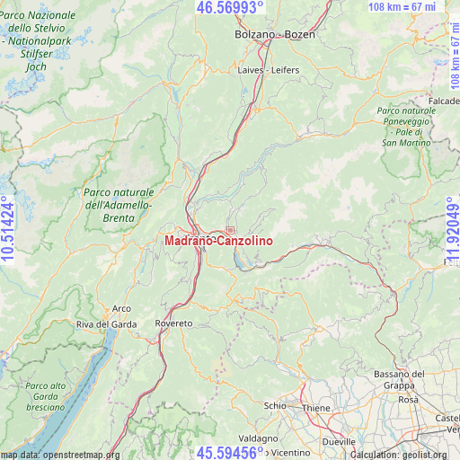 Madrano-Canzolino on map