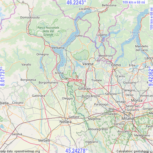 Cimbro on map