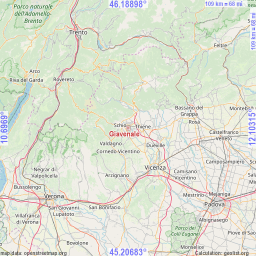 Giavenale on map