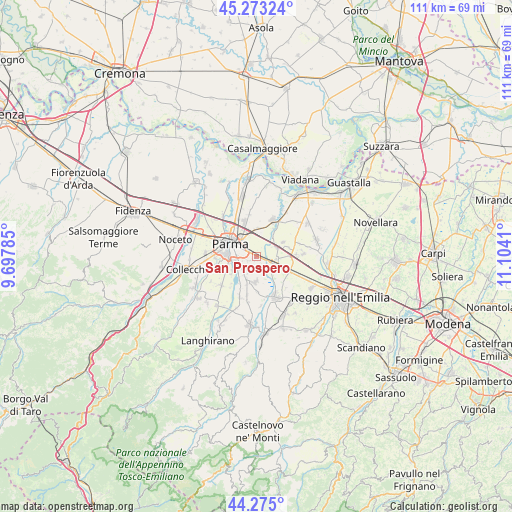 San Prospero on map